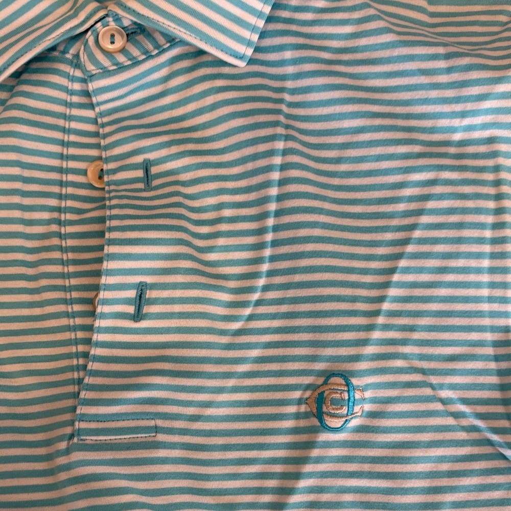 Oakmont Country Club Peter Miller Palm Striped Blue Men's Shirt